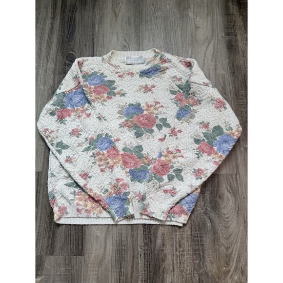 Vintage Woman’s Floral United States Sweaters Made in USA - Picture 1 of 8